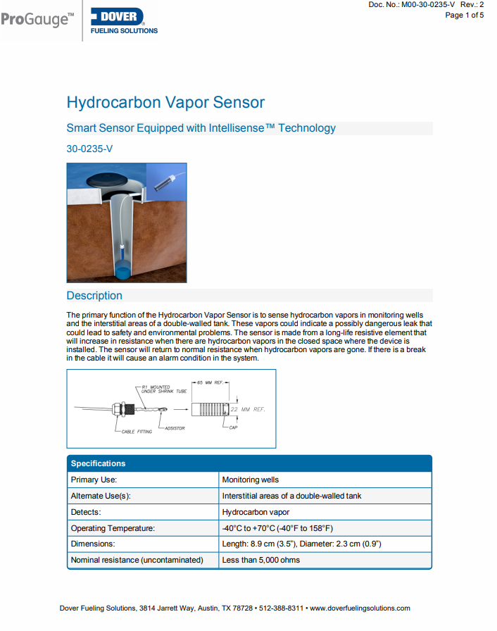 Hydrocarbon Vapor Sensor